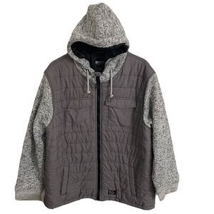 Matix Jacket Mens XL Gray Hooded Quilted Puffer Fleece Lined Full Zip Outdoor